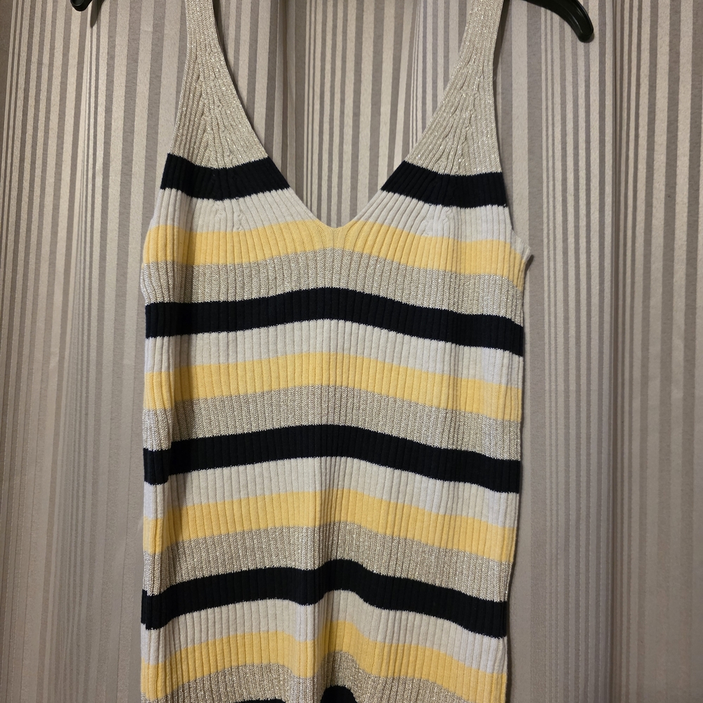 Chic Striped Tank Top in Yellow, Black, and White
